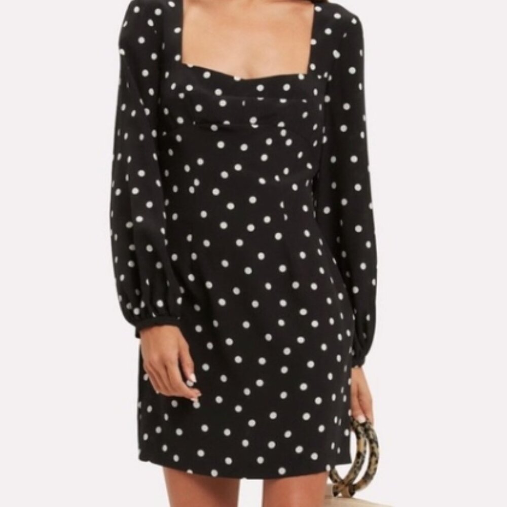 Intermix 100% Silk Long Sleeve April Polka Dot Dress XS $325 - Picture 8 of 14